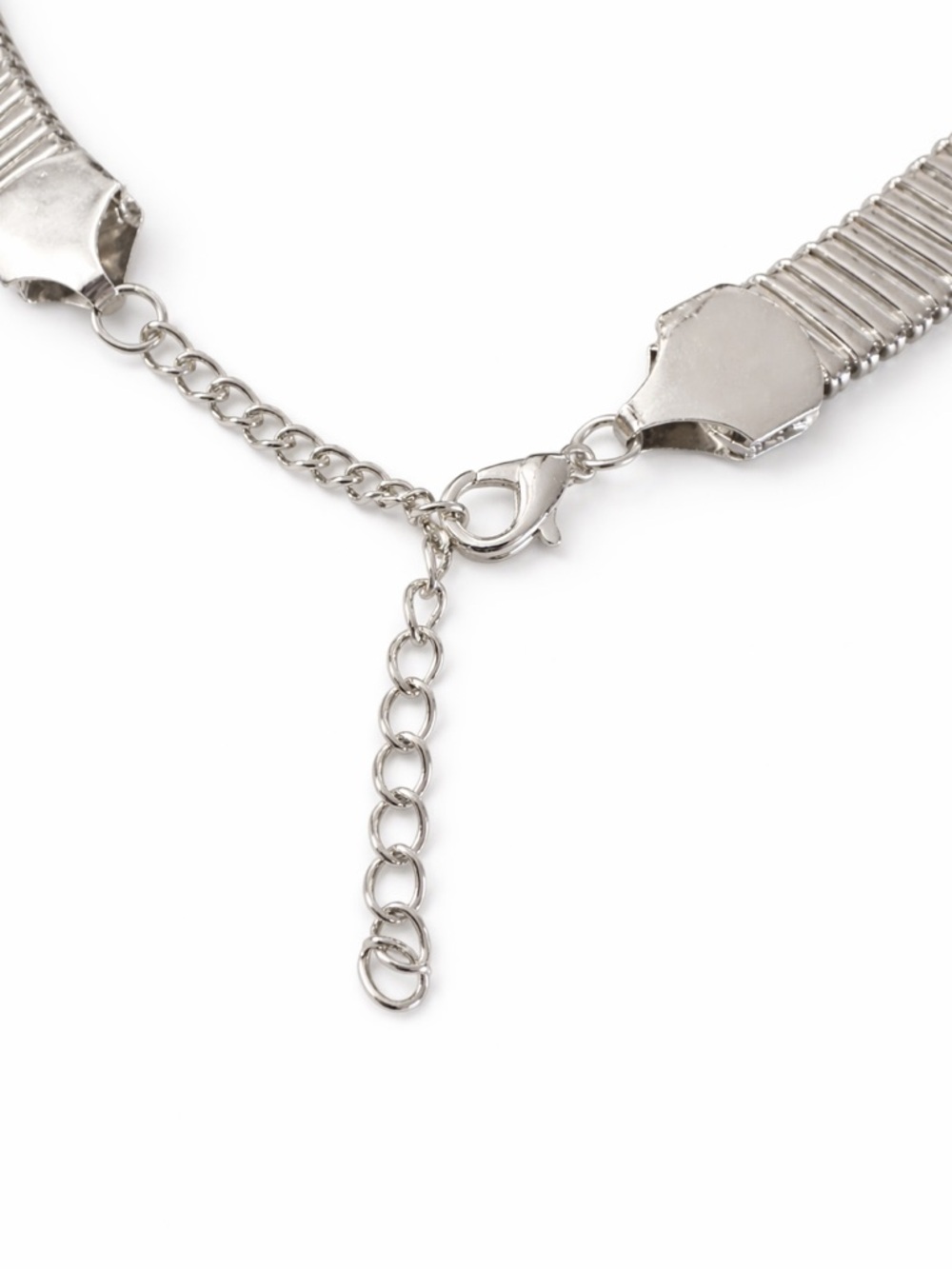 NWT. Silver Tone Ribbed Collar Necklace Statement Choker Modern Minimalist - Picture 6 of 6